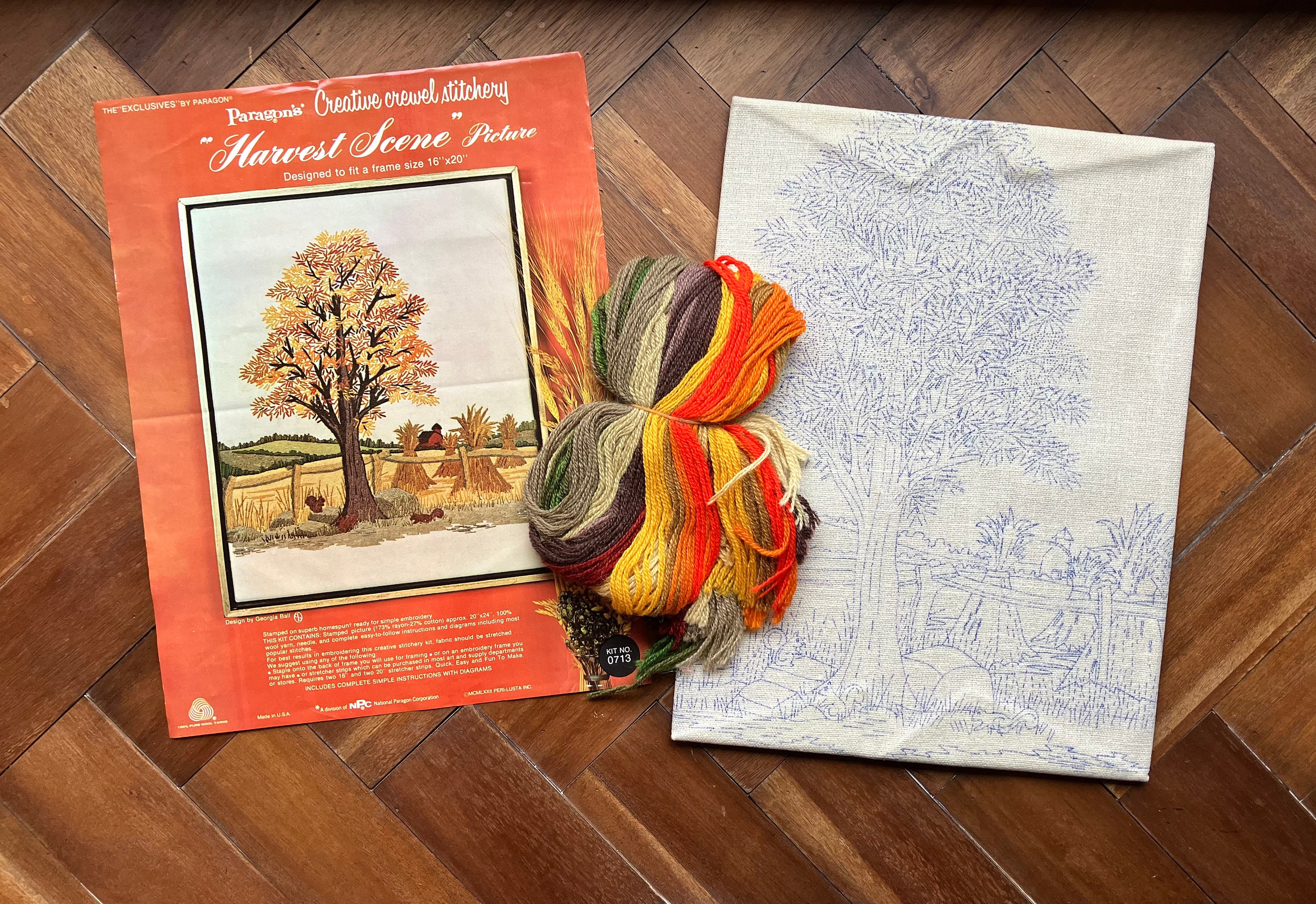 Kit Couture Crewel Paragon - Scène De Récolte - 16 X 20 Pouces - Vintage Neuf - États-Unis