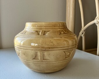 Vintage Planter Tribal Southwestern Design Scoito Ceramic 1976 Neutral Decor Gardening Indoors Pot