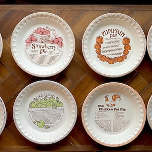 Vintage Ceramic Pie Pan: Collectible Recipe Baking Dish - Choose Your Design