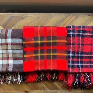 Vintage Wool Tartan Plaid Blanket Throw Lap Warm Stadium Winter Choose One