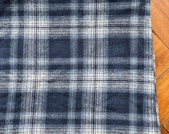 Vintage Fabric Wool Tartan Plaid Blue White By The Yard Yardage Sewing Supplies Crafting Quiverreclaimed