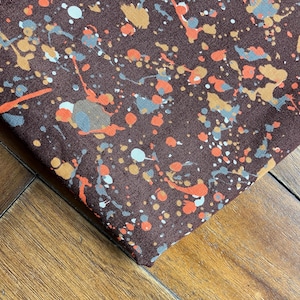 Vintage Fabric Cotton Paint Splatter Shades of Brown Orange Rust Gray Cream Unique Crafting Sewing Supplies
