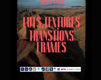Social Pack Bundle – 33 LUTs, 34 Textures, 5 Transitions, 5 Frames