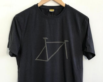 Men's T shirt/Bamboo Clothing/Organic Bamboo for Men/Organic Cotton for Men/Maude Andrade/Bike Frame/ Charcoal Blue