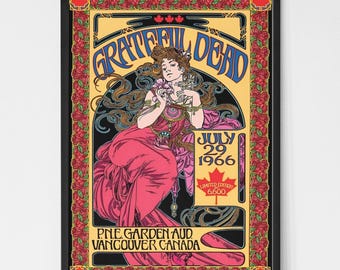 Grateful Dead 1966 Canada Vintage Concert Poster. Music Poster. Vintage Poster. Concert Poster. Printable.