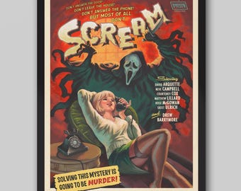 Scream Movie Poster | Vintage Horror Wall Art | Wes Craven 1966 Film Print | Retro Movie Decor | Classic Horror Poster | Retro Movie Print.
