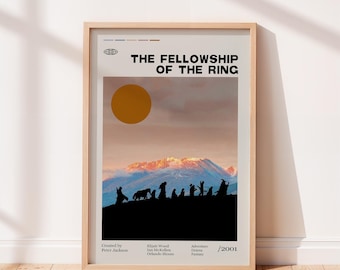 Mid Century Modern The Fellowship of the Ring Poster, Retro Movie LOTR Print, Minimalist Art, The Lord of the Rings Posters, Vintage Poster.