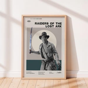 Raiders of the Lost Ark Movie Poster, Steven Spielberg Movie, Harrison Ford, Karen Allen, Minimalist Art, Retro Poster, Home Wall art.