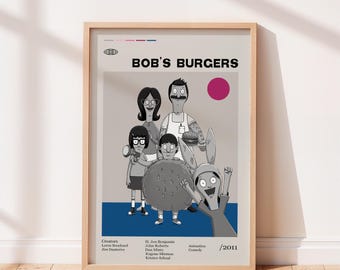 Póster de la película Bob's Burgers 2011, Loren Bouchard, película de Jim Dauterive, H. Jon Benjamin, Dan Mintz, póster retro, arte de pared para el hogar.