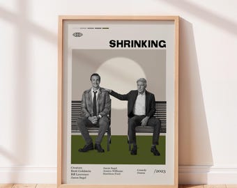 Shrinking 2023 Tv Series Poster, Jason Segel, Jessica Williams, Minimalist Art, Retro Poster, Home Wall art. Vintage Movie Poster.