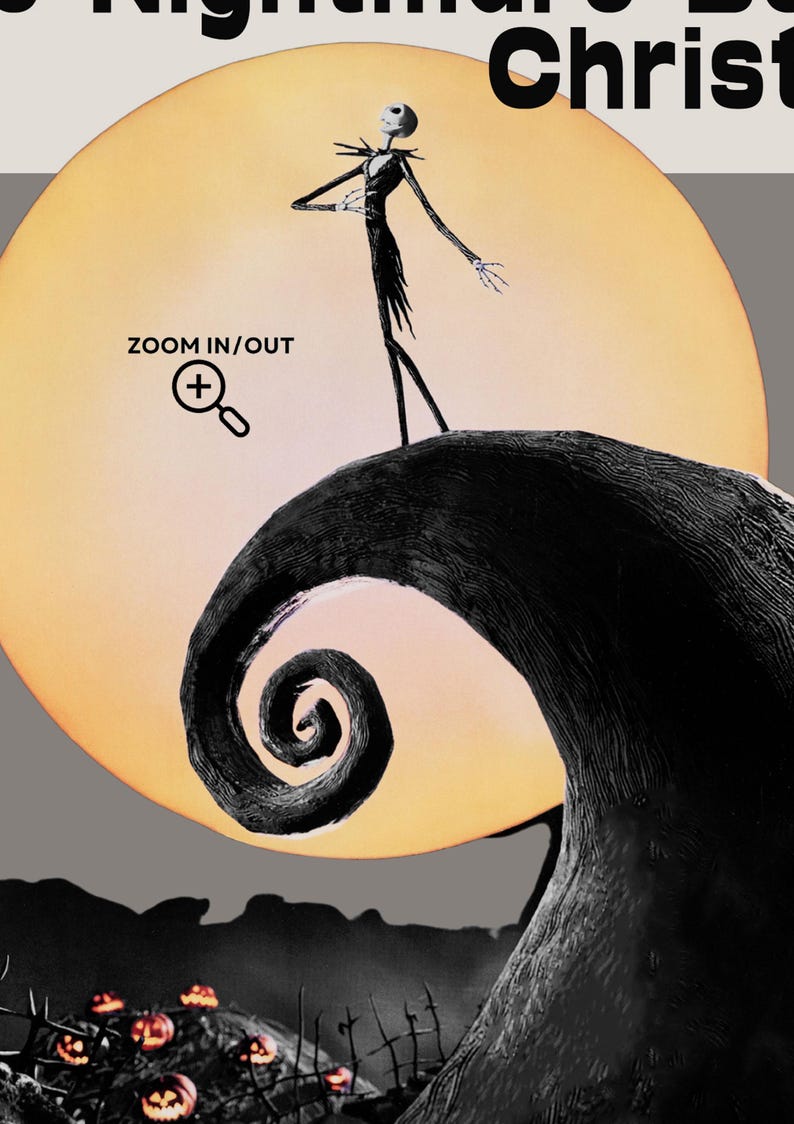 Póster de la película Pesadilla antes de Navidad 1993, película de Henry Selick, Danny Elfman, Chris Sarandon, arte minimalista, póster retro. imagen 3