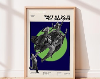 What We Do in the Shadows 2019 Tv Series Poster, Kayvan Novak, Matt Berry, Natasia Demetriou. Movie Poster. Retro Poster.