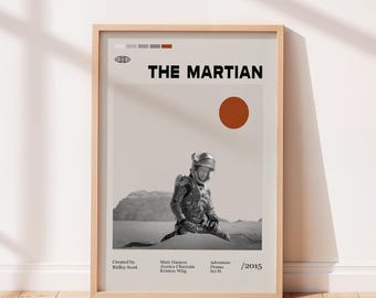 The Martian Movie Poster, Vintage tv show poster, Ridley Scott Movie, Matt Damon, Minimalist Art, Retro Poster, Home Wall art.