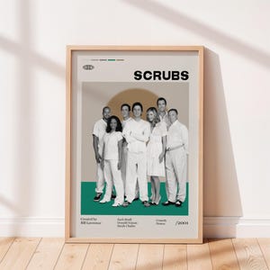 Scrubs 2001 Movie Poster, Bill Lawrence Movie, Zach Braff, Donald Faison, Sarah Chalke, Minimalist Art, Retro Poster, Home Wall art.