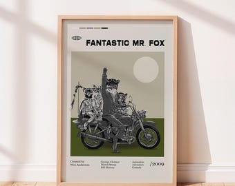 Fantastic Mr. Fox Movie Poster, Wes Anderson, George Clooney, Vintage tv show poster, Minimalist Art, Retro Poster, Vintage Poster.