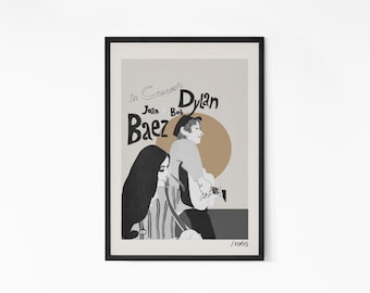 Bob Dylan and Joan Baez 1965 US Tour Special Design Vintage Concert Poster. Bob Dylan Poster. Music Poster. Vintage Poster. Concert Poster.