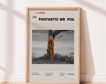 Fantastic Mr. Fox Movie Poster, Wes Anderson, George Clooney, Vintage tv show poster, Minimalist Art, Retro Poster, Vintage Poster.