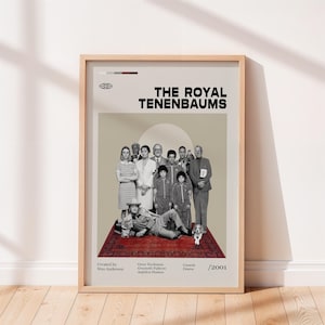 Póster de la película The Royal Tenenbaums, póster de programa de televisión vintage, película de Wes Anderson, Gene Hackman, arte minimalista, póster retro, arte de pared para el hogar.