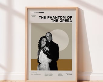 The Phantom of the Opera Movie Poster, Vintage tv show poster, Gerard Butler, Emmy Rossum, Minimalist Art, Retro Poster, Home Wall art.