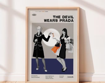 The Devil Wears Prada 2006 Movie Poster, David Frankel Movie, Anne Hathaway, Meryl Streep, Minimalist Art, Retro Poster, Home Wall art.