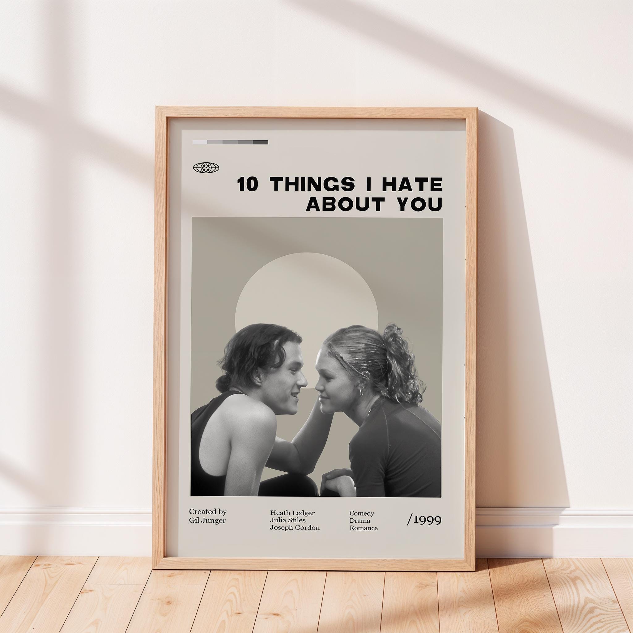 Poster Sur Toile '10 Things I Hate About You' - Dimensions 30 X 45 Cm - Décoration Chambre, Bureau - Cadeau Fan Film Rétro