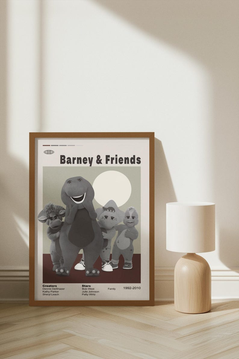 Barney & Friends Tv Show Poster, Vintage Movie Poster, Minimalist Art ...