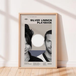 Mid Century Modern Silver Linings Playbook Movie Poster, David O. Russell, Bradley Cooper, Jennifer Lawrence, Robert De Niro, Retro Poster.