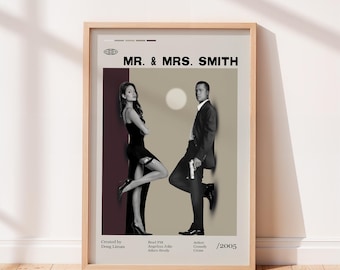 Mr & Mrs Smith Vintage Movie Poster - Angelina Jolie Brad Pitt