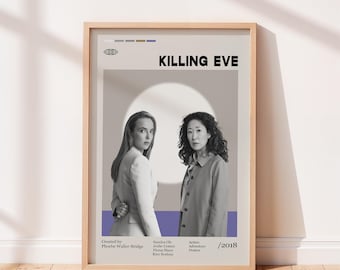 Killing Eve Poster, Phoebe Waller-Bridge Movie, Vintage tv show poster, Minimalist Art, Retro Poster, Vintage Poster.