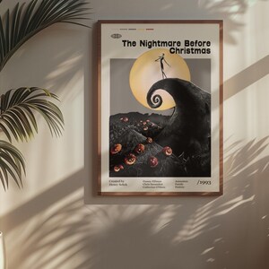 Póster de la película Pesadilla antes de Navidad 1993, película de Henry Selick, Danny Elfman, Chris Sarandon, arte minimalista, póster retro. imagen 5