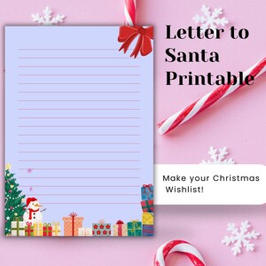 Carta a Papá Noel para imprimir, carta a Papá Noel, lista de deseos de Navidad para imprimir, imprimible de Navidad para niños, actividad navideña, descarga instantánea