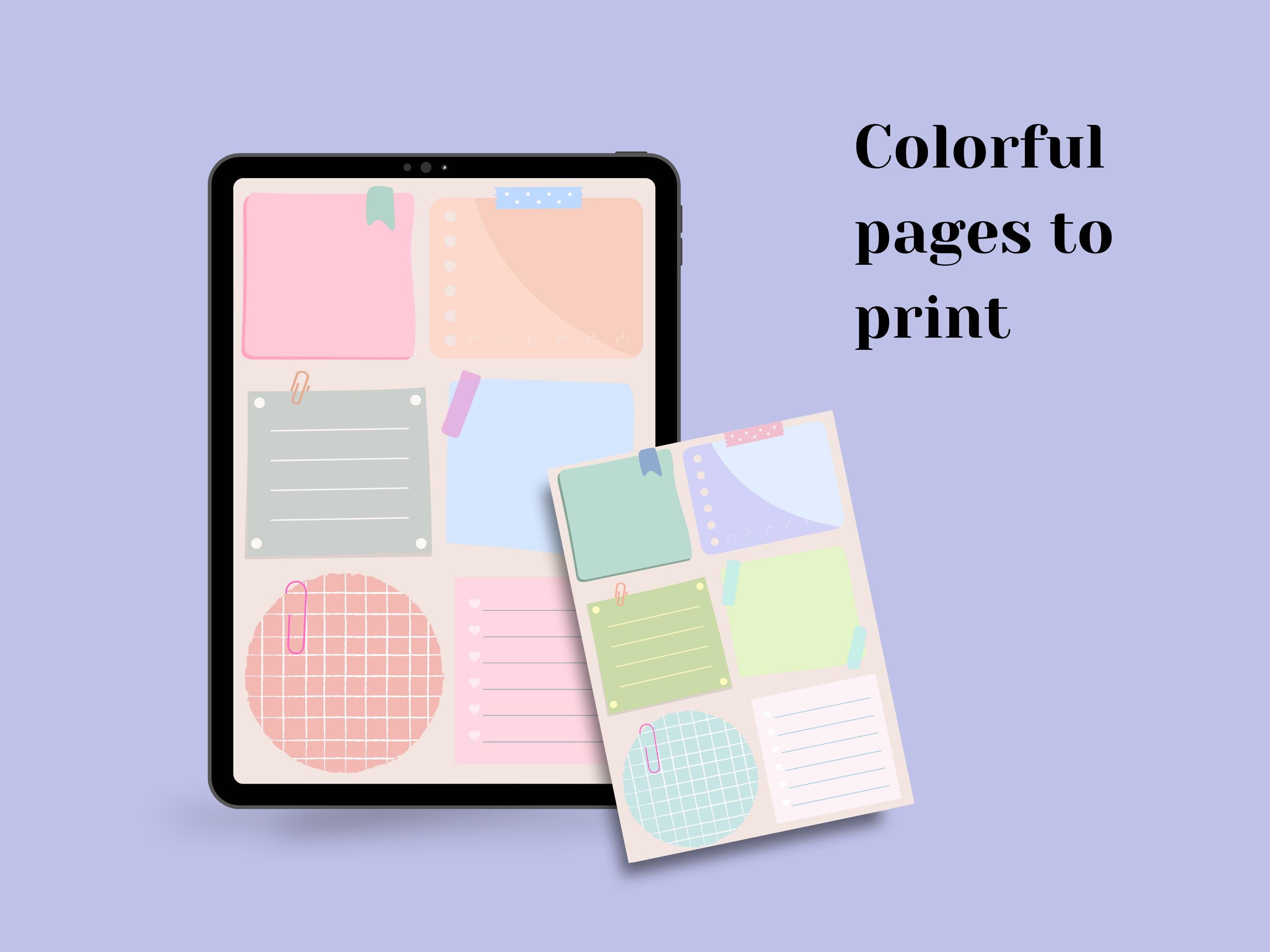Colorblock For Print Pastel Colorblock Printable Notepad, Colorful Memo Pad (digital ...