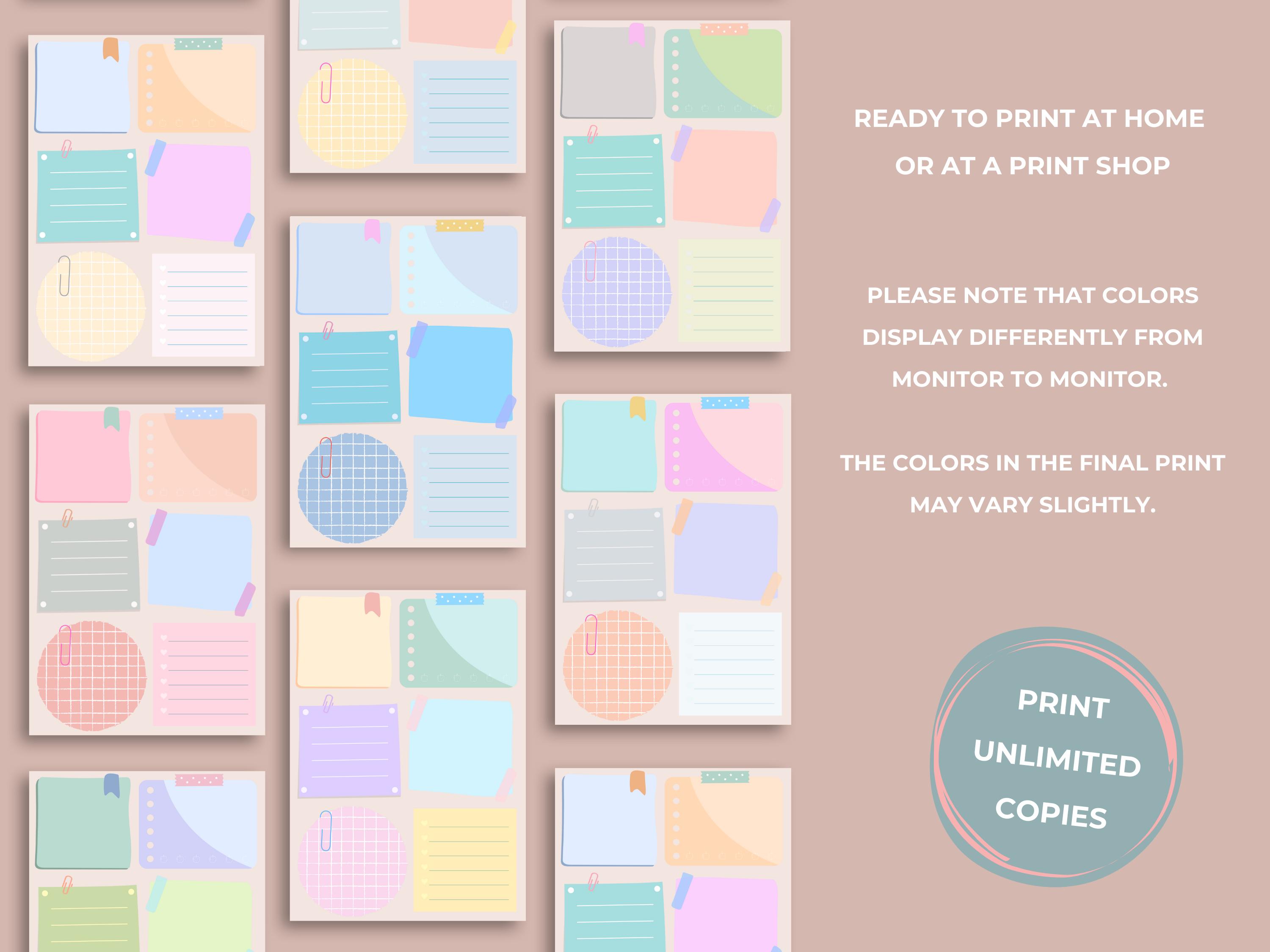 Colorblock For Print Pastel Colorblock Printable Notepad, Colorful Memo Pad (digital ...