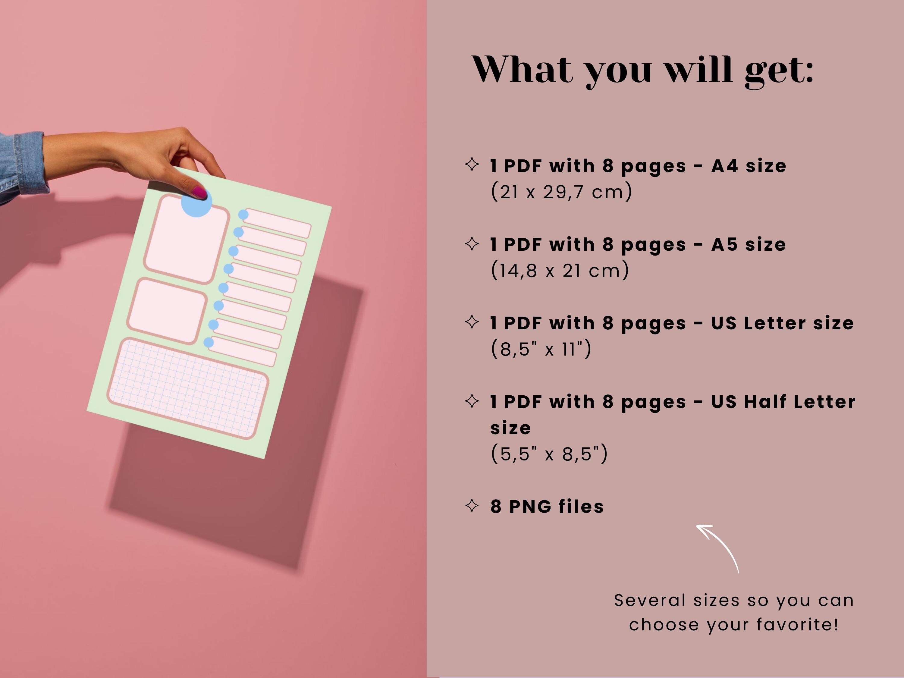 Small Notepad Colorful Printable Pastel Printable Notepad, Colorful Stationery Pages (digital Download ...