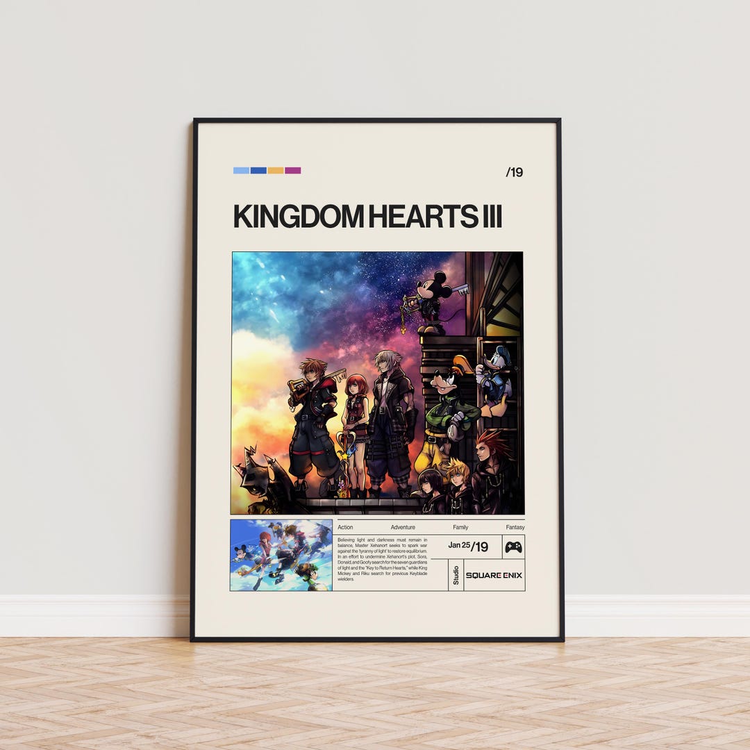 Kingdom Hearts 3 Poster, Video Game Poster, Minimalist Game Print ...