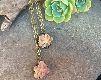 Succulent Flower Necklace, Faux Succulent Plant Flower, Botanical, Garden, Succulent Jewelry, Boho, Bohemian, Flower, Earthy, Bride Bridal