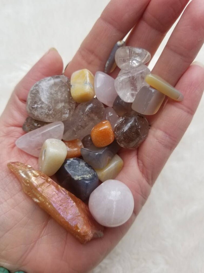 Rocks Peach Angel Aura Quartz Crystal Worry Stones Pocket Stones Rock Collectors Gemstone Grab Bag Curiosity Bag Agate Mix Pebbles