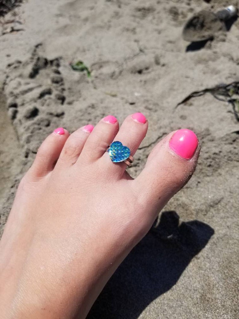 Cute Heart Toe Ring Adjustable Toe Ring Faux Glitter Druzy Etsy