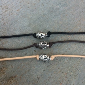 Black Cord Bracelet, Silver Buddha Charm, Cotton Cord, Yoga Jewelry, Zen, Spiritual, Sterling Silver Plated, Vegan Cord, Minimal, Guy Gift image 5