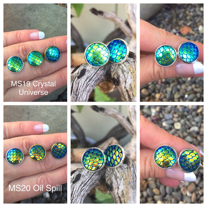 Mermaid Scale Earrings Stud Earrings Scale Earrings Dragon Etsy