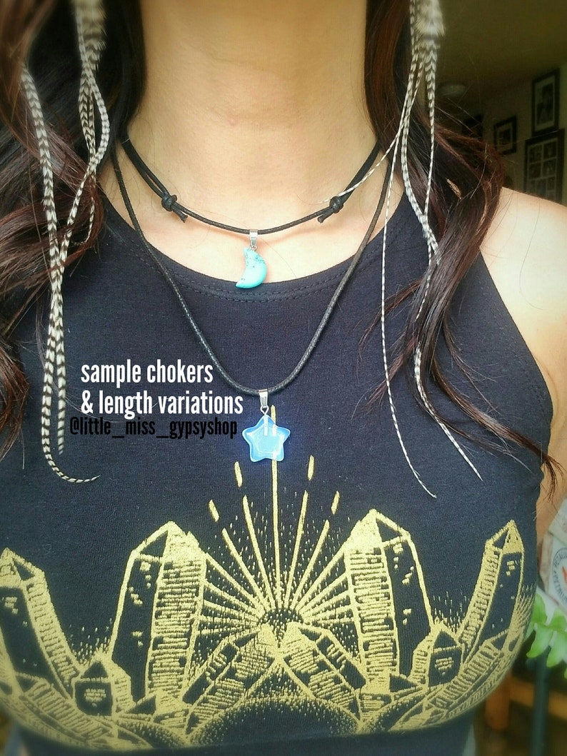 Carnelian Crescent Moon Charm Necklace, Carved Agate Crystal Moon, Orange Gemstone, Simple Adjustable Choker, Vegan Cotton Cord, Teen Gift image 3