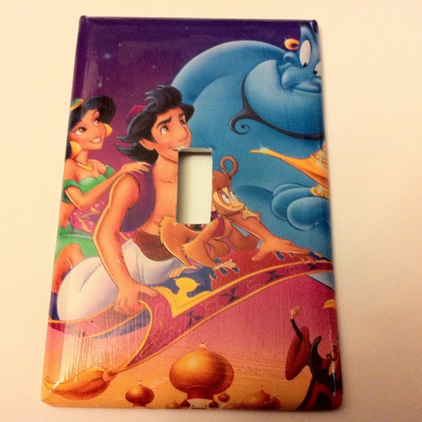 Disney Aladdin Light Switch Plate, Vintage, Handmade Light Switch, Kids Room, Princess, Fairy tale