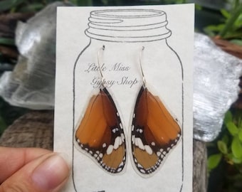 African Monach Butterfly Wing Earrings, Small Wings, Hippie, Spiritual Earthy Organic Jewelry, Natural, Bohemian Jewelry, Unique Gift, BW036