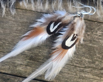 6'' White Feather Earrings, Simple, Petite, Hen, Rooster, Grizzly Hair Extension, Dancer, Hippie Boho Witchy, Tribal, Fairy Core, Cute