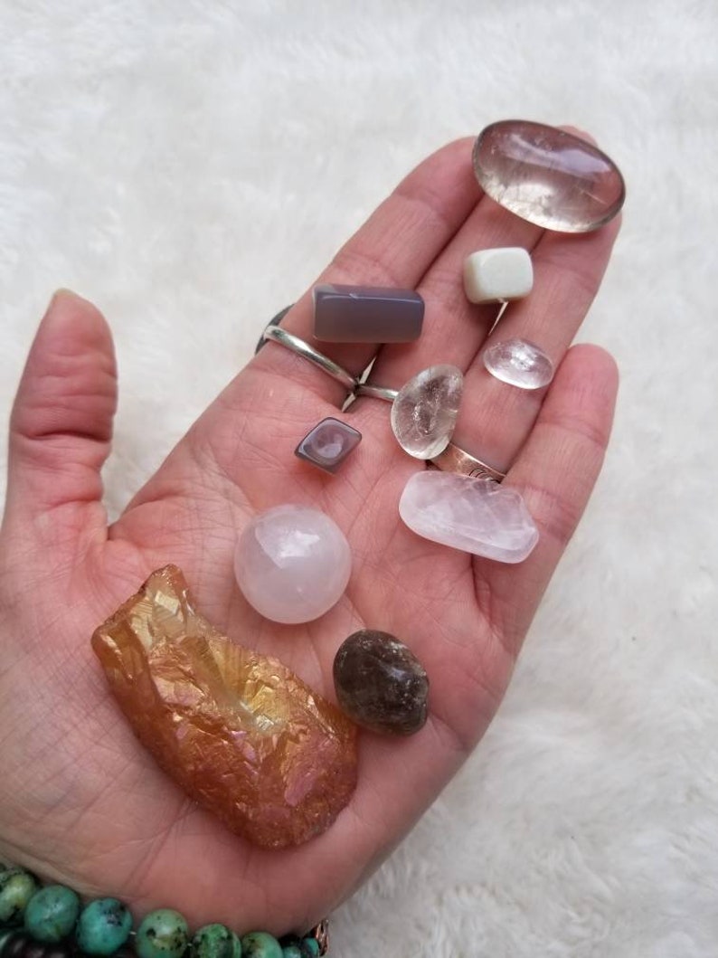 Rocks Peach Angel Aura Quartz Crystal Worry Stones Pocket Stones Rock Collectors Gemstone Grab Bag Curiosity Bag Agate Mix Pebbles