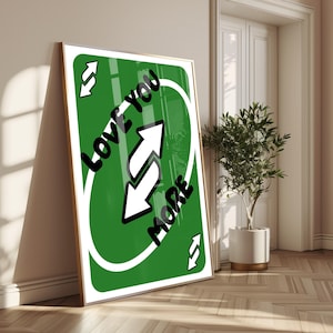 Impressão Green Love You More, arte de parede de cartas de baralho da moda, impressões digitais estéticas, pôster de colegial feminina, arte de parede para impressão descolada