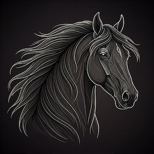 Elegant Horse Line Art , Set of 3 Black and White Minimalist Drawings , Digital Wall Art for Modern Home Decor