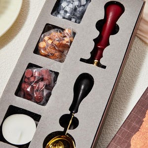 Kit de sellos de cera dorados, sellos de cera dorados, juegos de sellos de cera con letras, kit de sellos de cera con iniciales personalizados, regalo, sello de cera personalizado para boda