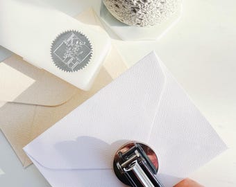 Personal Paper Embosser Personalized Embosser Stamp, Letter Embosser, Wedding Embosser, Embossed Wedding Invitations Letterpress Invitations