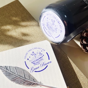 Personalized Book Stamp, Unique Gifts for Book Lovers, Custom Library Stamp Round Self Inking Stamp, Custom Ink Stamp Great Gift for Readers